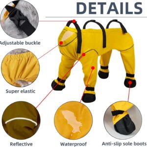 ASENKU Dog Shoes for Small Dogs, Soft Adjustable Dog Boots & Paw Protectors, Waterproof Anti-Slip Dog Clothes with Boots for Rainy Days, Running, Hiking, Outdoor Walking (Yellow, S)
