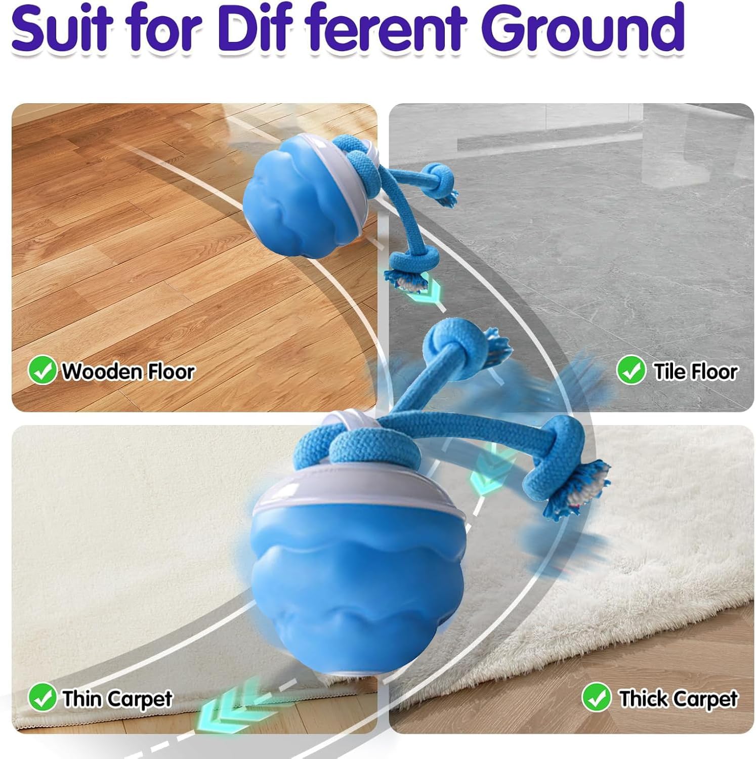 Interactive Dog Toys Ball - Fun Moving Dog Toys to Keep Them Busy | Smart Jumping Ball for Dogs with Three Modes, Rechargeable Automatic, Knot Design, Bite-Resistant and Teeth-Cleaning,Blue - Image 8