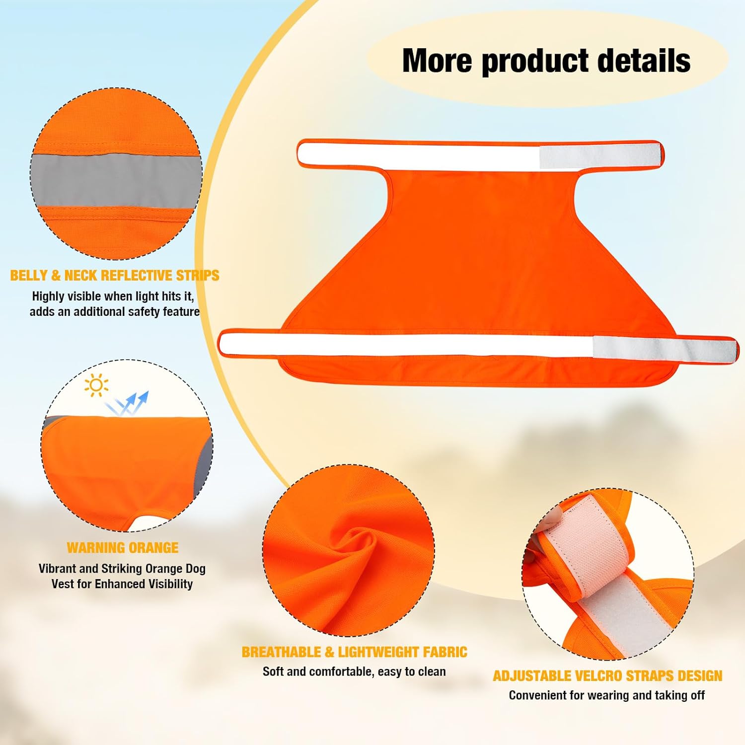 2-Piece Reflective Vest for Dogs - Bright Orange, Soft, Adjustable, High Visibility Dog Safety Vest for Hunting & Outdoor Walking - Image 4
