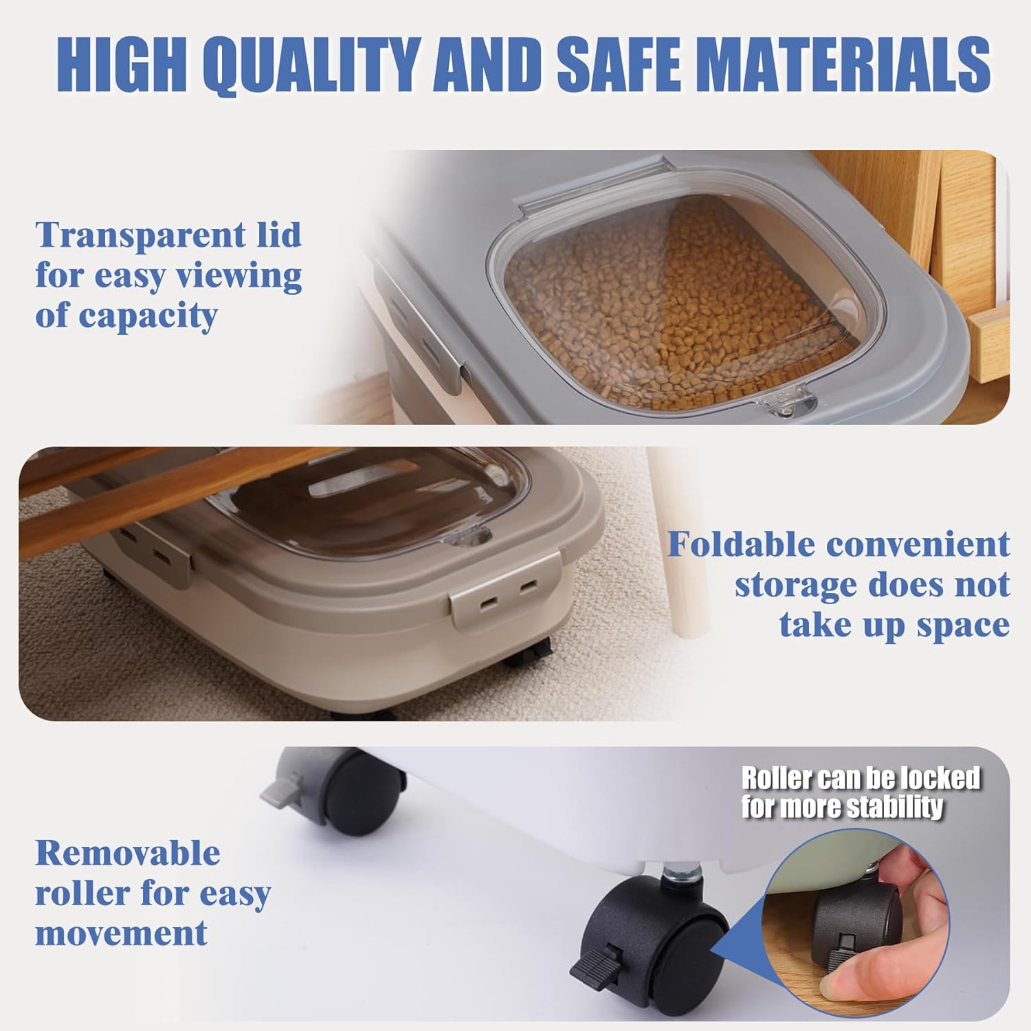 Collapsible Dog Food Storage Container, Airtight 30 35 Lbs Rice Cereal Flour Sugar Kitchen Accessories Bin Bucket, 20 25 Lbs Dog Cat Pet Holder Gift Travel Essentials Must Haves Gear Stuff Necessities - Image 3