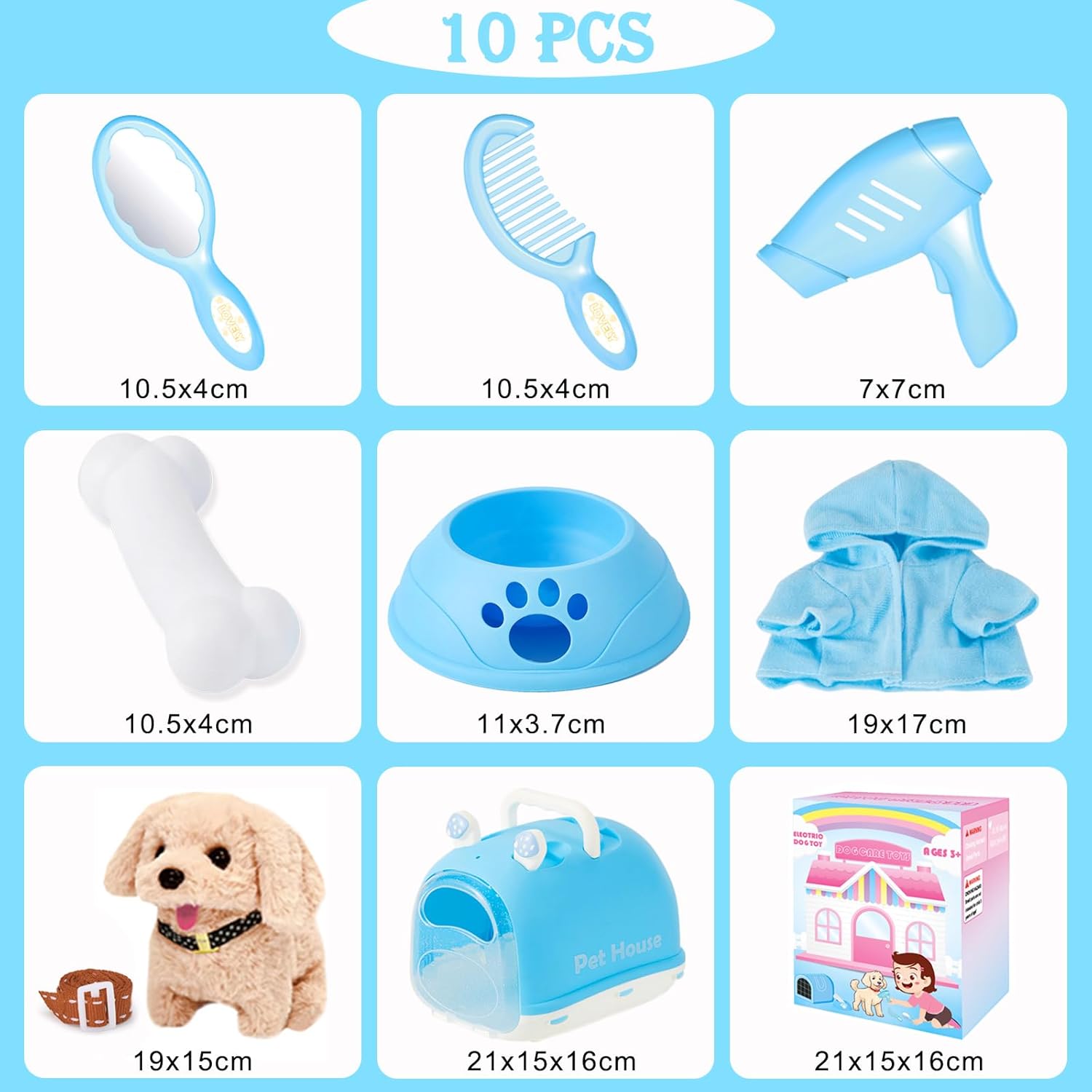 Dog Toys for Kids Girls, Walking and Barking Electronic Interactive Plush Puppy Toy Set and Pet Care Toy Set Accessories, Pretend Playset for Toddlers, Girl Role Play Gift for 3 4 5 6 Year Old - Image 3