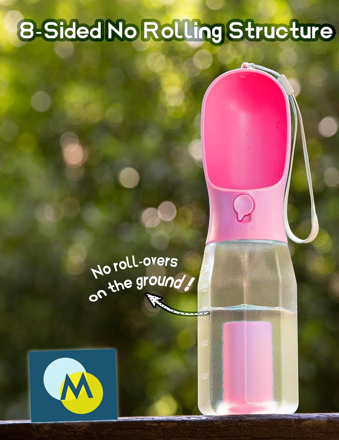 Portable Water Bottle for Dogs, 3 in 1 Pet Travel Bowl Dispenser with Food Treat Container & Poop Bag Holder, Summer Outdoor Walking Hiking Accessories for Large Dog On The Go - Pink, 20oz - Image 3