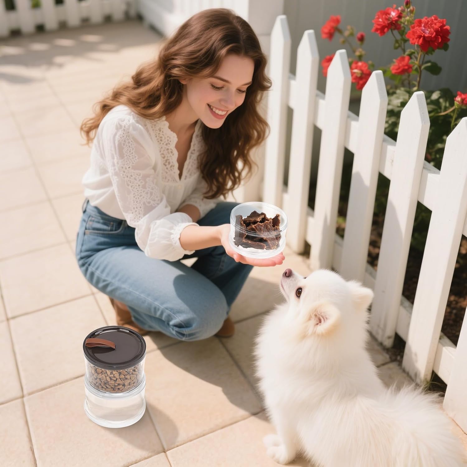 Travel Dog Food Container,Dog Food Container with Seal,Keep Food Dry,Easy to Carry with a Handle,Travel Dog Water Bowl,Essential Items for Walking Your Dog and Traveling - Image 7