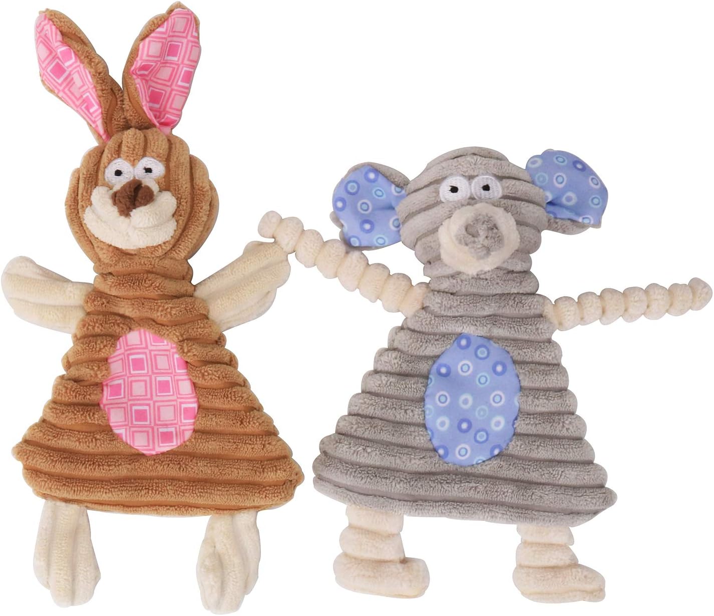 Comtim No Stuffing Dog Toys with Squeaker, Durable Dog Chew Toys, Small Dogs & Puppies, Rabbit & Elephant