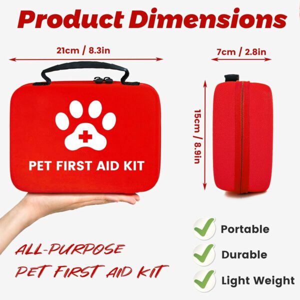Generic Dog First Aid Kit, Pet First Aid Kit for Dogs and Cats, Home Office Travel Car First Aid Kit Emergency Kit Dog Travel Kit for Hiking, Dog Medical kit Emergency Survival Kit, Red - Image 5