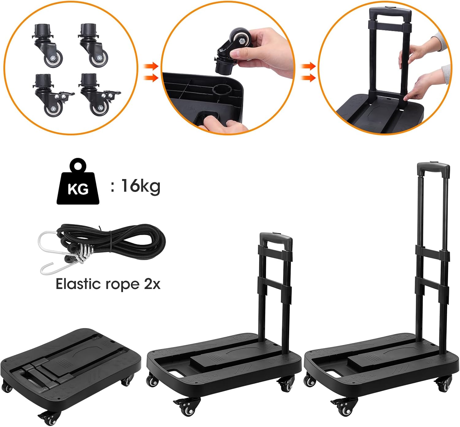 Pet Carrier RollerRoller Cart with Bonus Elastic Strap Effortless Mobility and Convenience for Your Pet Travel Gear (Cart Only) (A) - Image 4