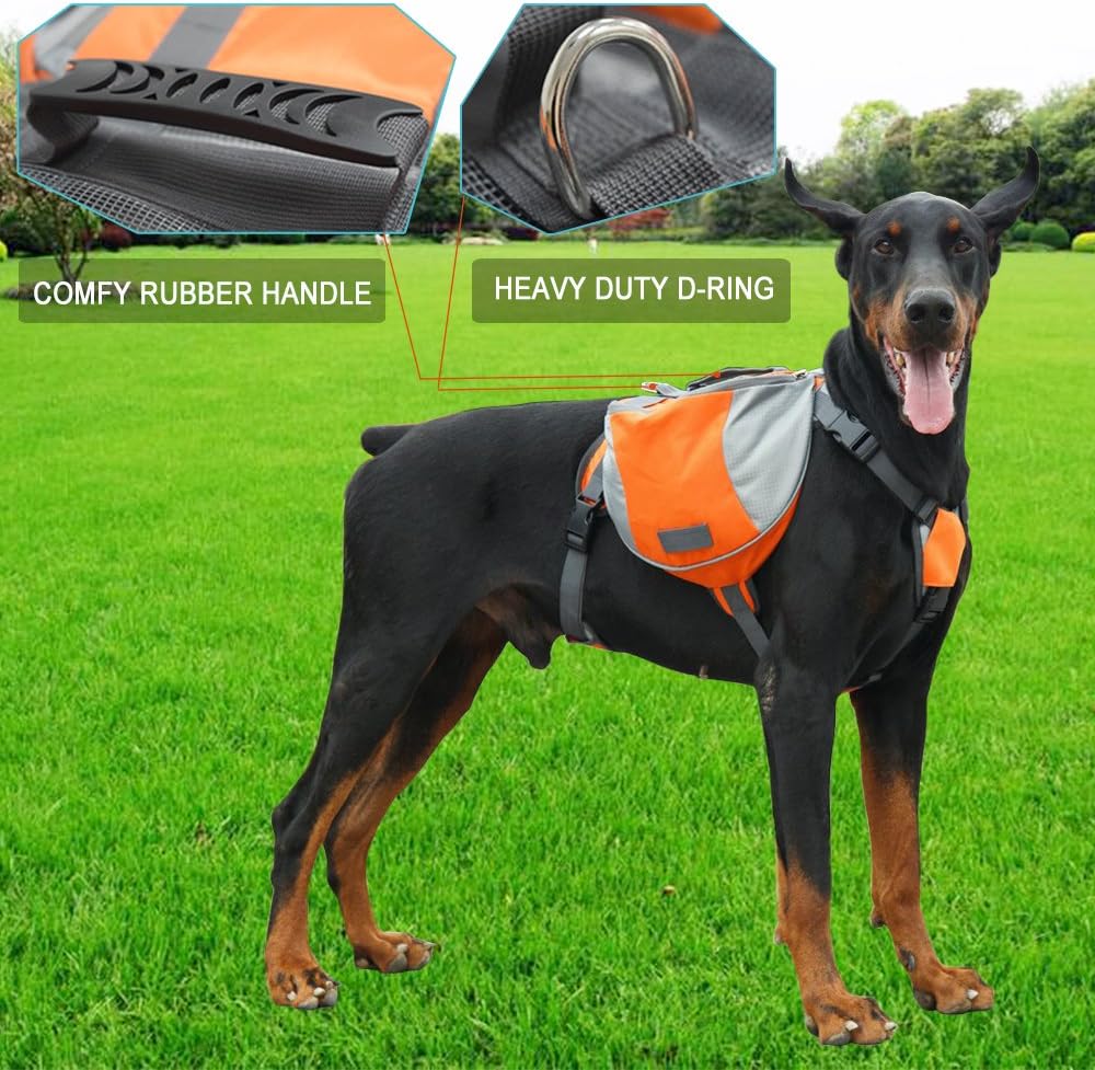 Adjustable Service Dog Supply Backpack Saddle Bag for Camping Hiking Training - Image 6