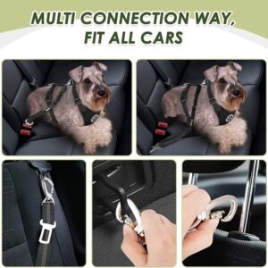 SlowTon Dog Seat Belt Harness for Car, Dog Car Harness Adjustable Mesh Breathable & Dog Seatbelt Safety Tether with Elastic Bungee for Small Medium Large Pets(Black, Double Clip, M)