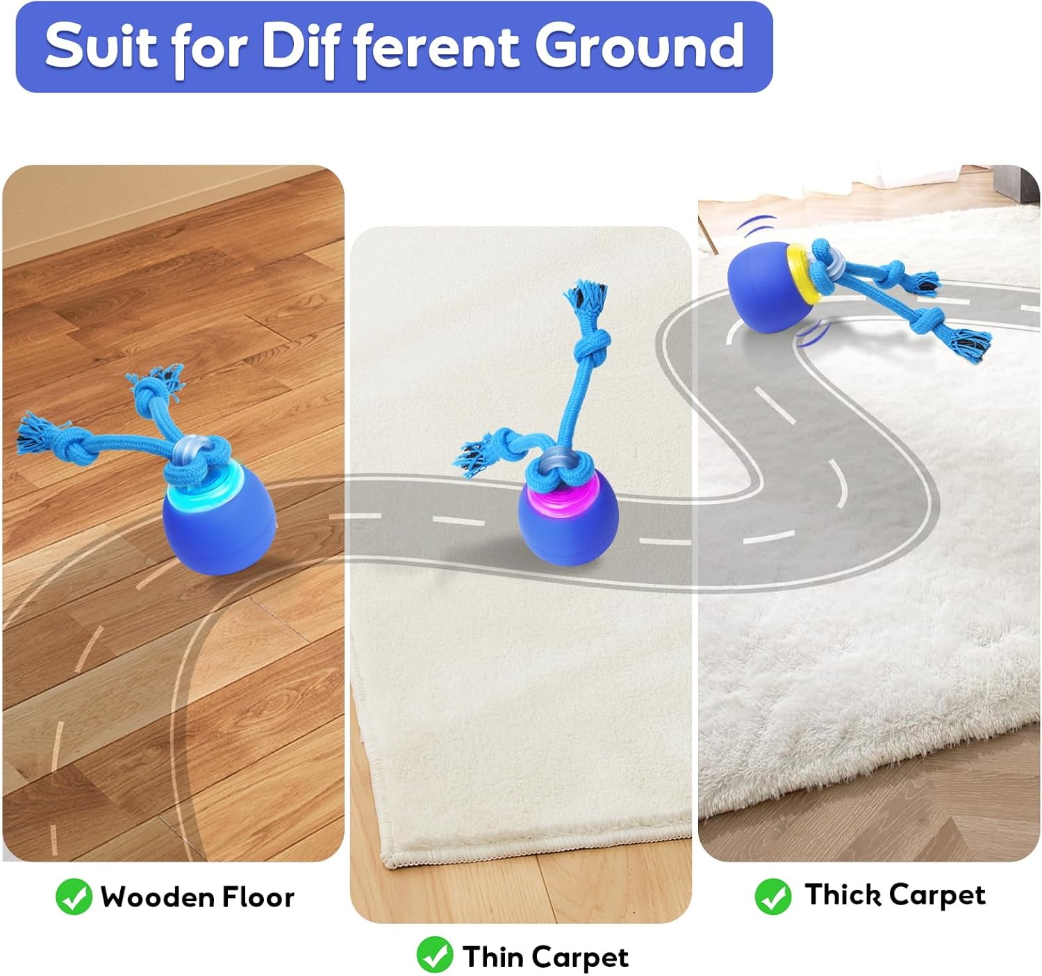 Interactive Dog Toys Touch Activated Bouncing & Jumping Dog Ball with Rope, Squeaky Doggie Toys to Keep Them Busy - Image 6