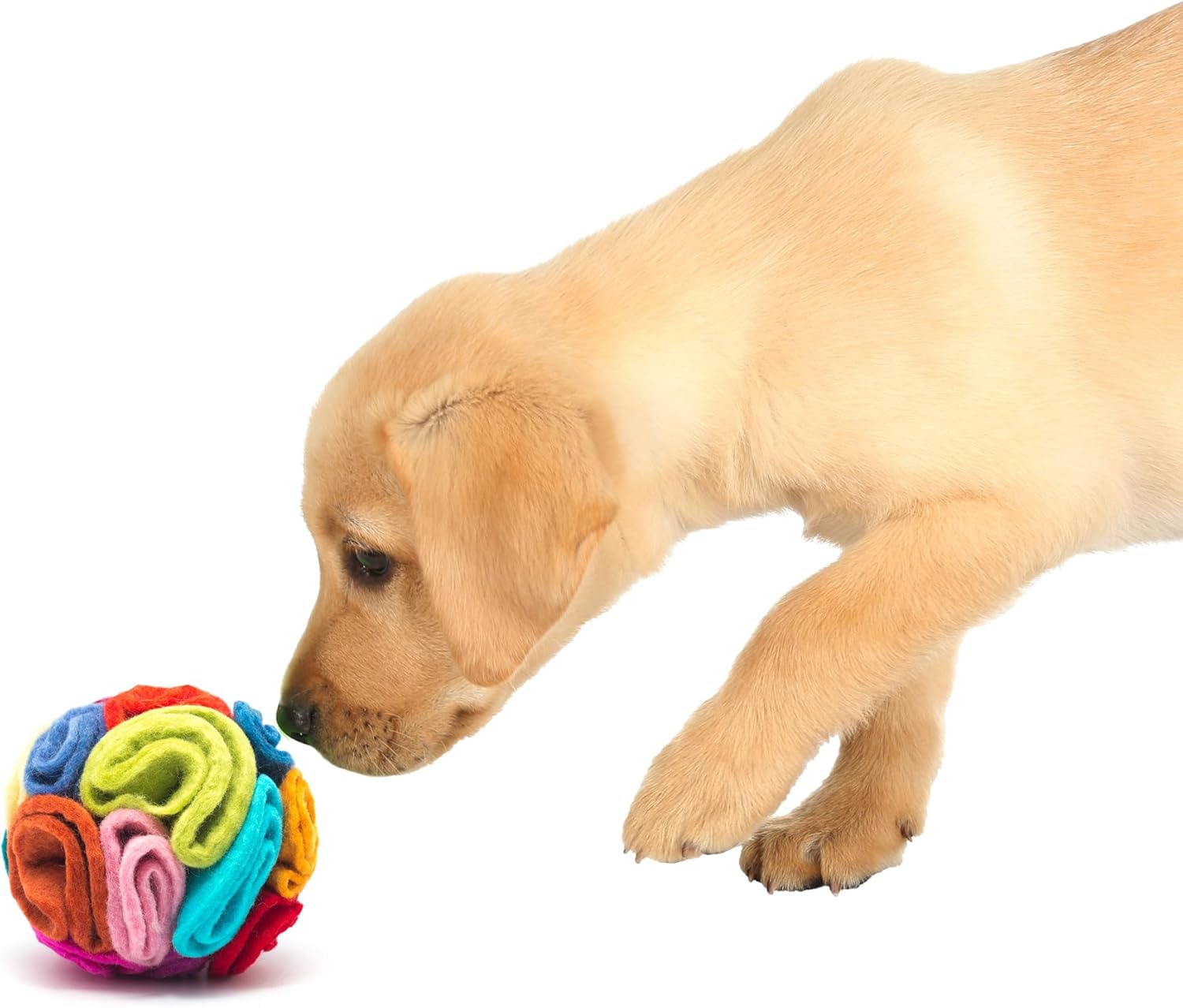 Glaciart One Snuffle Ball for Dogs - 5"x5" Treat Dispensing Puzzle Toy for Small & Medium Breeds - Mental Stimulation, Slow Feeding, and Interactive Play - Durable, Natural Wool, Machine Washable - Image 4