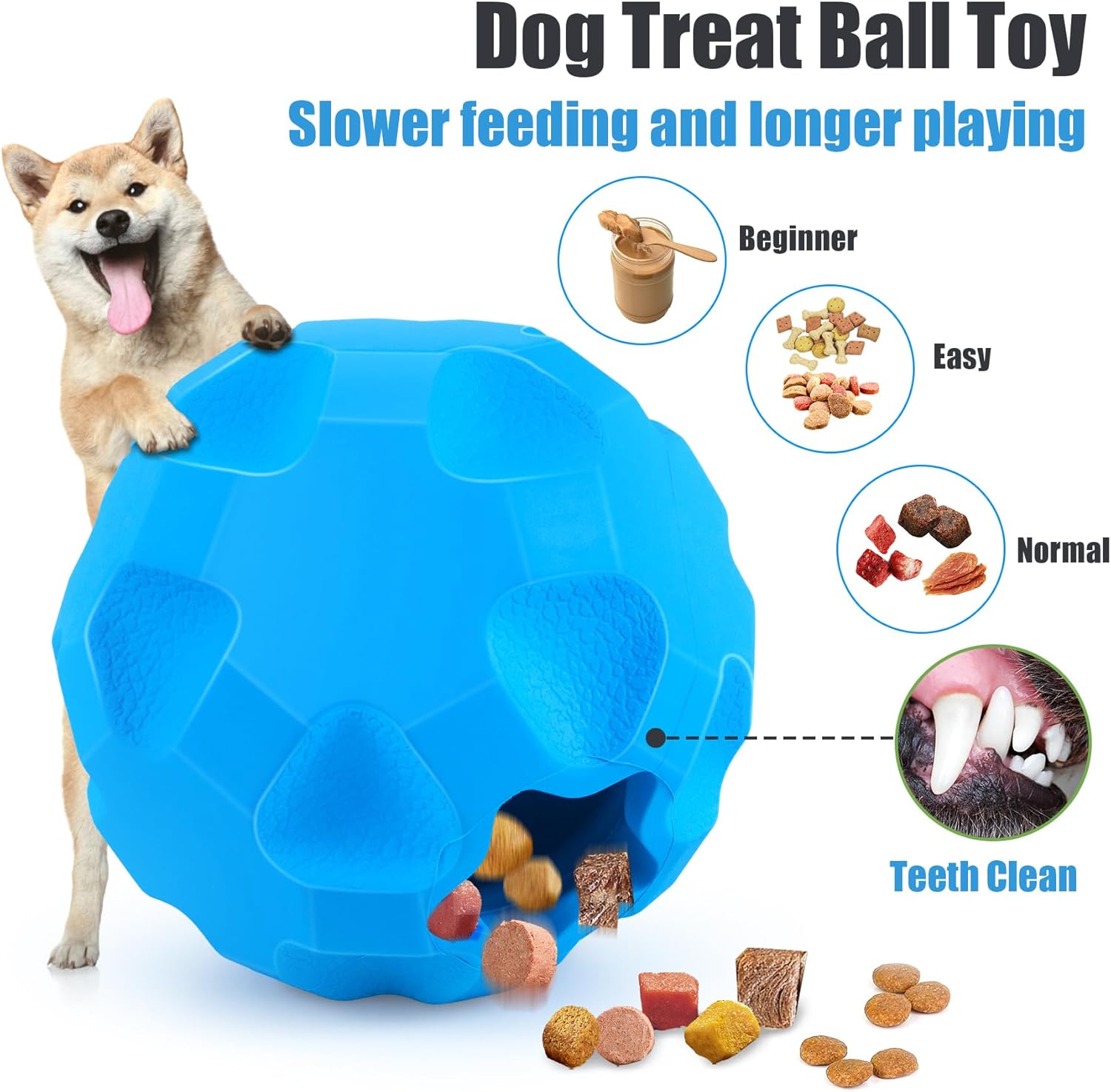 Interactive Dog Ball Treat Dispensing Dog Toys for Aggressive Chewers Large Breed, Rubber Balls for Dogs, Cognitive Dog Toys to Keep Them Busy, Dog Treat Toy Ball Dispenser - Image 4