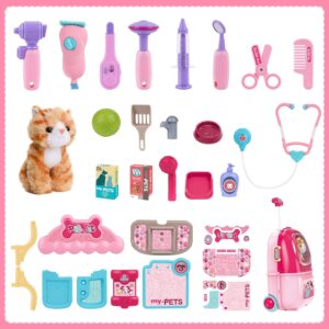 MAGIC4U Pet Cat Care Carrier Suitcase Toy, 29PCS Vet Clinic and Doctor...