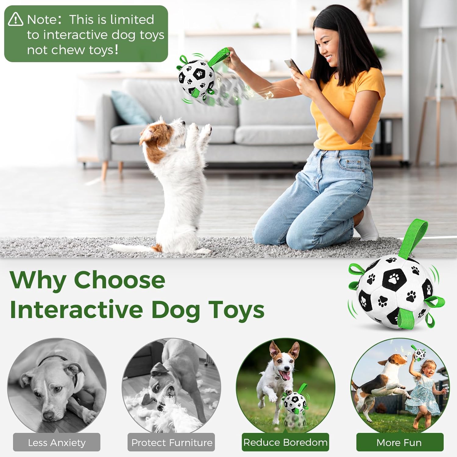 QDAN Interactive Dog Toys, Moving Dog Balls with Straps, Remote Control, Jumping Rolling Bouncing Soccer Ball for Dogs for Small Medium Large Pet - Image 4
