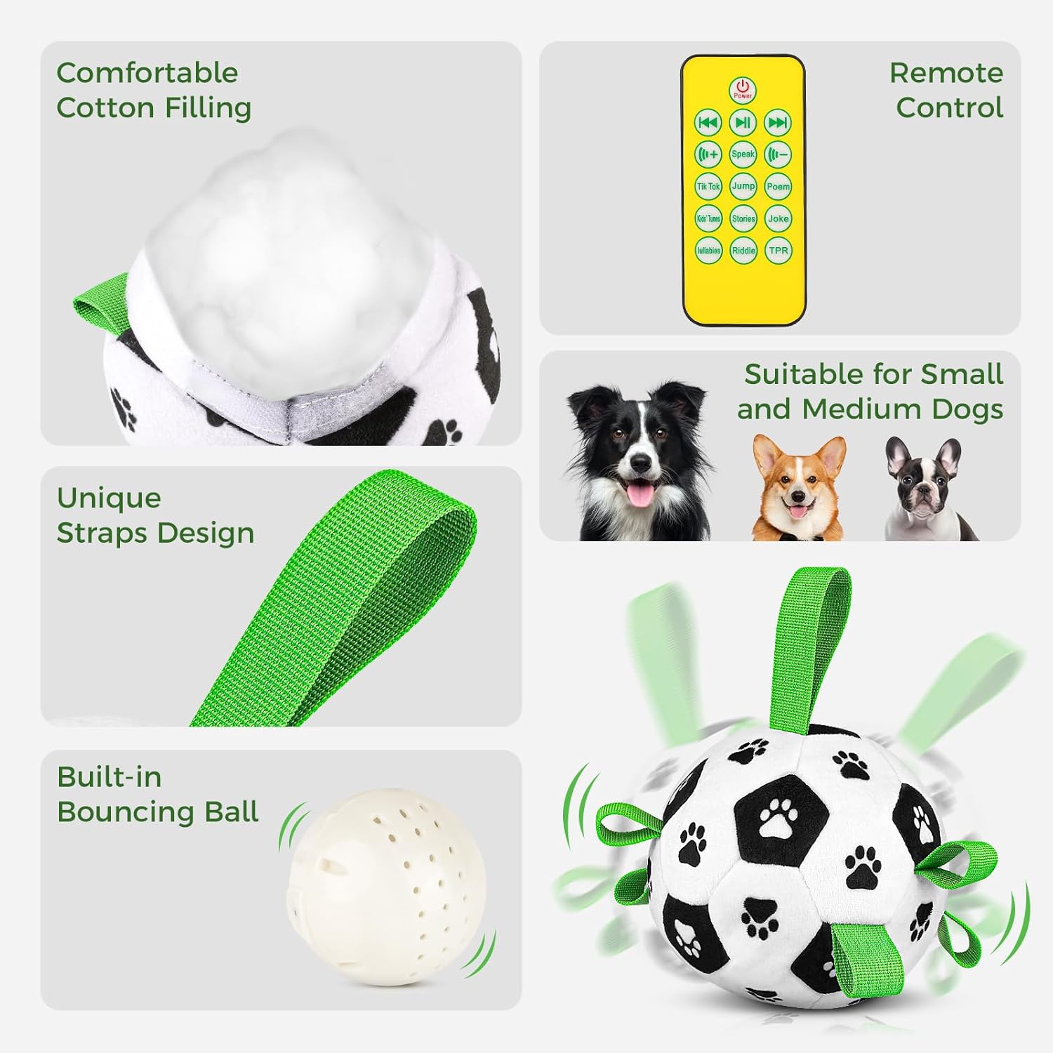 QDAN Interactive Dog Toys, Moving Dog Balls with Straps, Remote Control, Jumping Rolling Bouncing Soccer Ball for Dogs for Small Medium Large Pet - Image 6