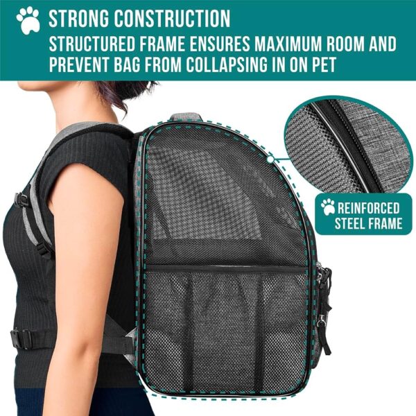 PetAmi Dog Backpack Carrier for Small Large Cat, Pet, Puppy, Ventilated Pet Hiking Backpack Travel Bag, Airline Approved Cat Backpack Carrier, Camping Biking Dog Bag Up to 18lbs Pet, Grey - Image 6
