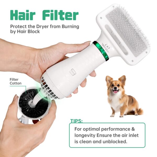Dog Hair Dryer, 2-in-1 Dog Blow Dryer with Slicker Brush, 300W Pet Hair Dryer for Small and Medium-Sized Dogs and Cats, Dog Grooming Dryer Portable ＆ Adjustable Temperature - Image 5
