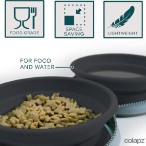2 x Grey Large Collapsible Dog Bowls for Travel – Collapsible Dog Water Bowl with Case