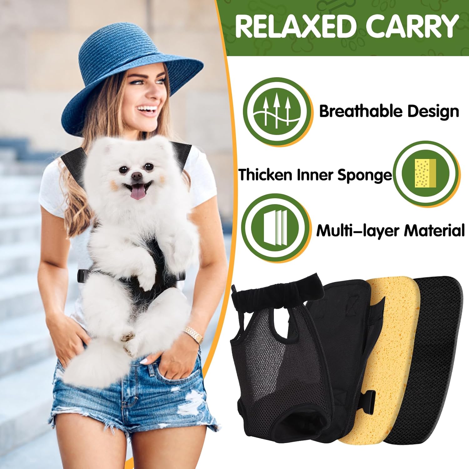 Pet Carrier Backpack, Hands-Free Adjustable Dog Front Carrier Legs Out & Easy-Fit Dog Backpack Carrier for Hiking Camping Traveling Cycling for Small Dogs and Rabbits (Small, Black) - Image 4