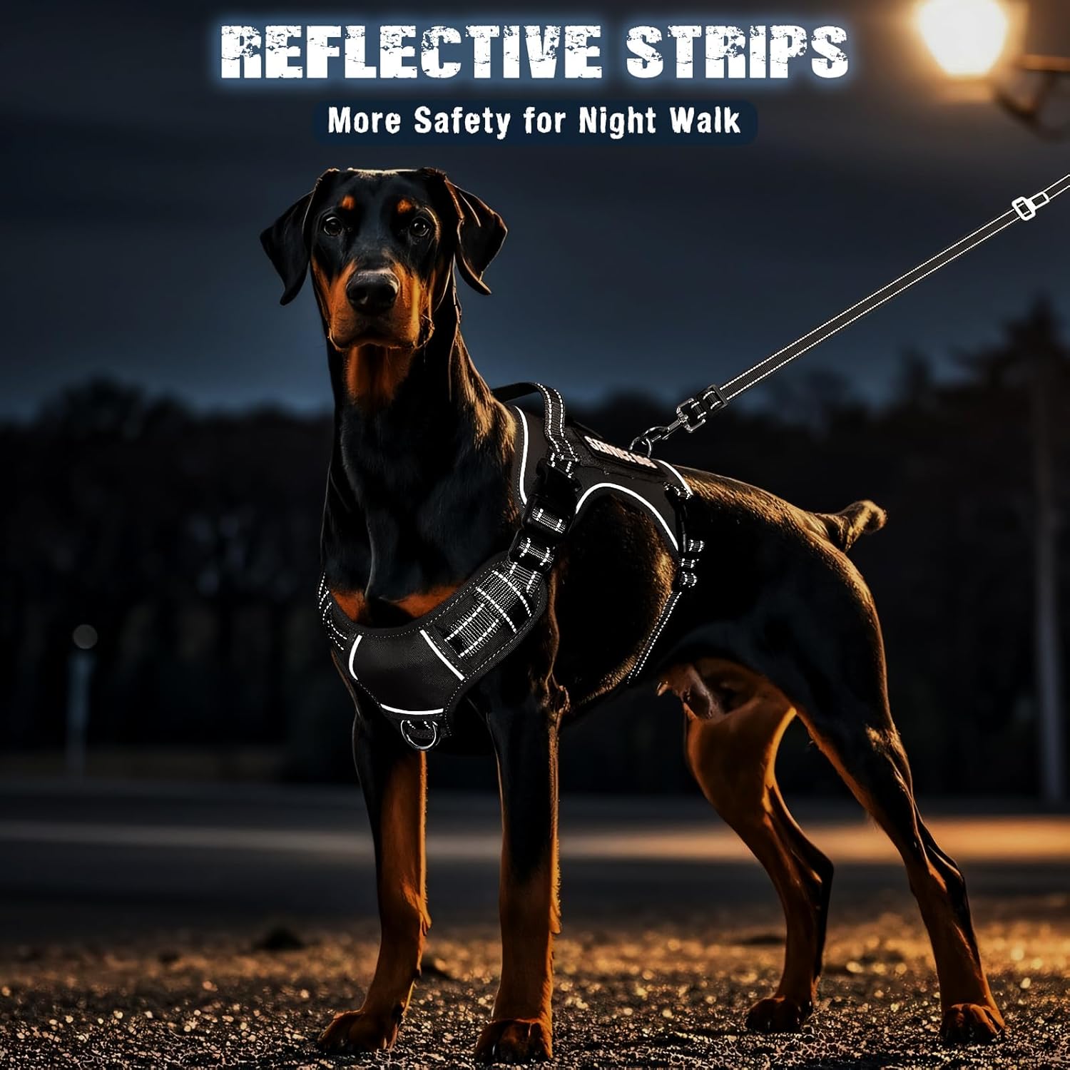 Tactical Dog Harness and Leash Set for Large Dogs,Heavy Duty No Pull Service Dog Vest and 10 Patches with Dog Seat Belt,Reflective Adjustable Pet Harness for Training Walking Hiking Black L - Image 7