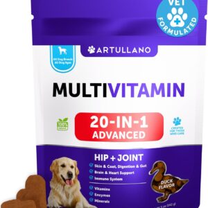20 in 1 Dog Multivitamin with Glucosamine – Chewable Dog Vitamins and Supplements – Senior & Puppy Multivitamin Chews for Pet Hip & Joint Support, Immunity, Mobility, Skin, Digestion – 70 Soft Treats