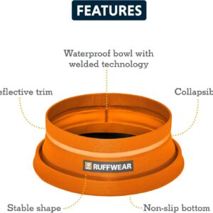 Ruffwear, Bivy Bowl Collapsible Ultralight and Packable Dog Bowl, Salamander Orange, Medium