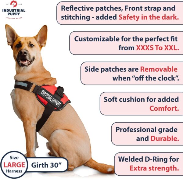 Heavy Duty Emotional Support Dog Vest Harness with Reflective Straps, Interchangeable Patches & Top Handle - ESA Dog Vest in 8 Sizes, Durable Service Harness for Working and Support Dogs - Image 4