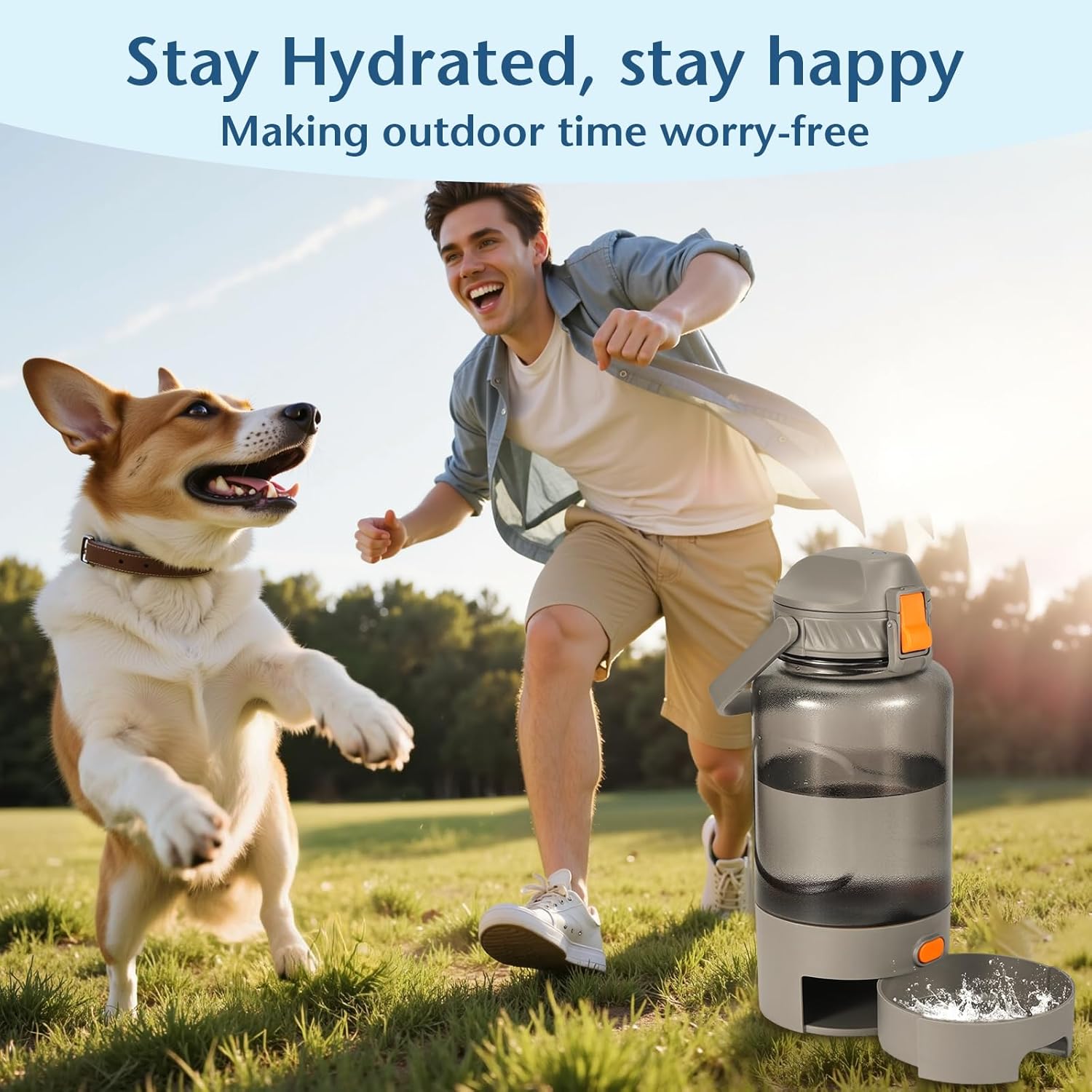 Outdoor Dog Water Bottle 50oz Leakproof Portable Pet Water Dispenser with Handle for Travel Hiking Camping Beach Trips BPA Free Must Have for Active Pets (Grey) - Image 7
