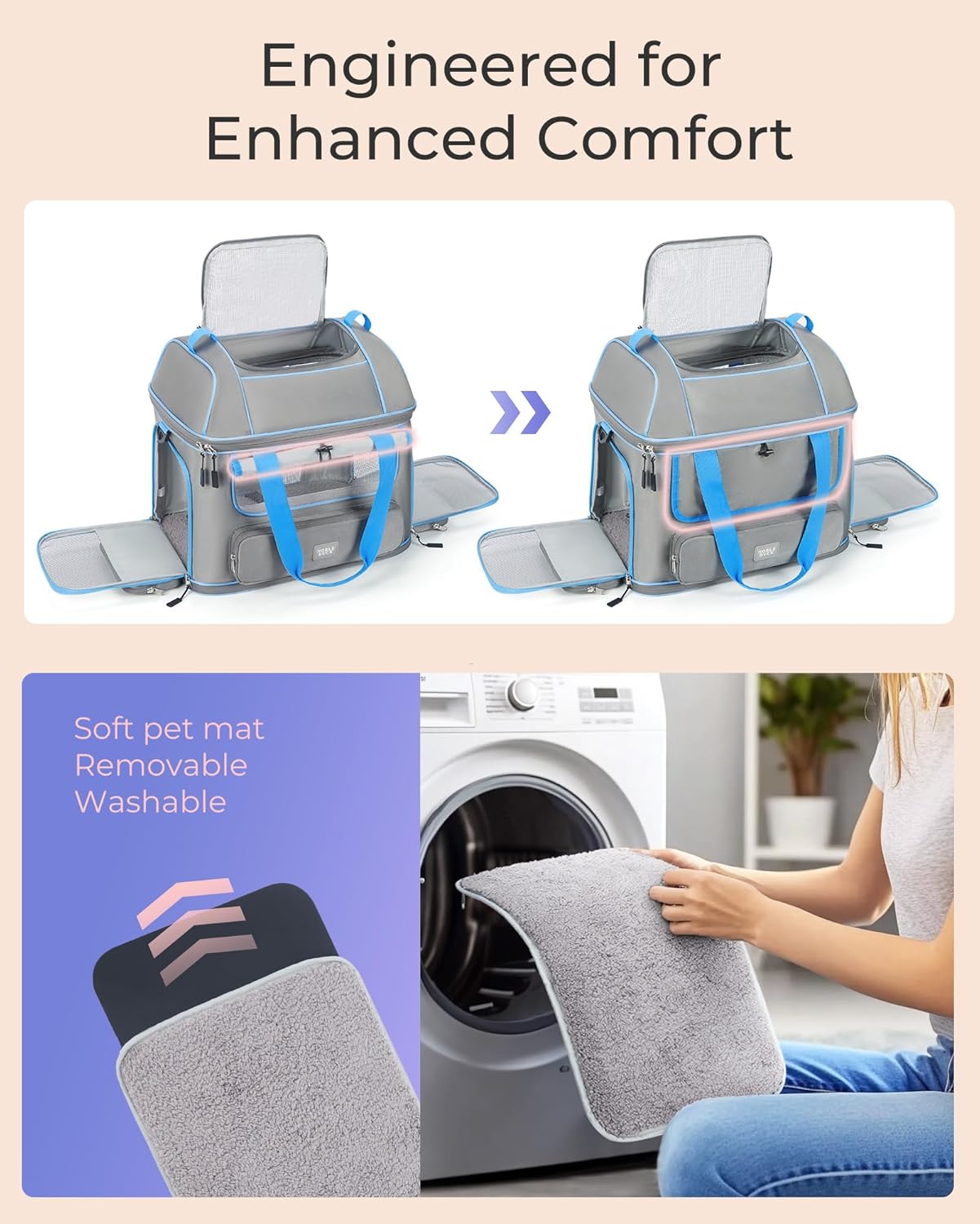 Expandable Cat Dog Carrier: NOBLE DUCK Soft-Sided Pet Carrier Airline Approved Large Small Medium Collapsible Portable Travel Up to 25 Lbs Green - Image 4