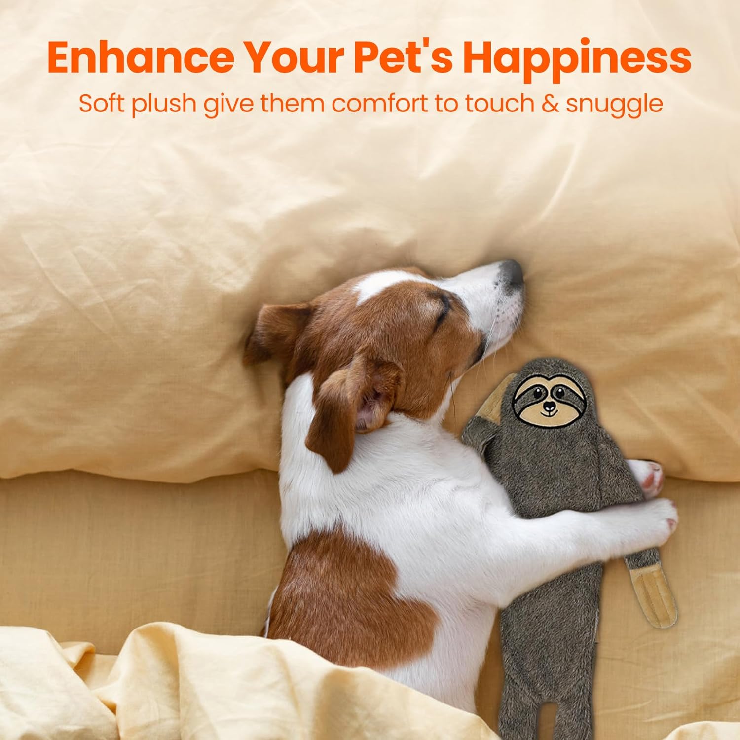 HGB No Stuffing Dog Toys for Aggressive Chewers, Squeaky Crinkle Plush Dog Toys to Keep Them Busy & Puppy Teething for Small, Medium, Large Breed, Cute Bunny & Sloth - Image 4