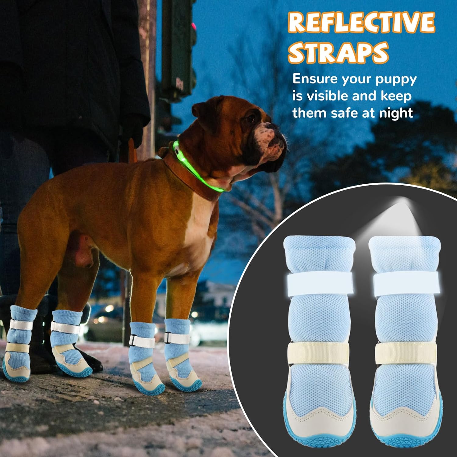 Dog Shoes for Medium Large Size Dogs, Breathable Dog Shoe for Hot Pavement, Dog Booties and Paw Protectors to Prevent Licking, Anti-Slip Dog Boots with Reflective for Summer, Hiking, Snow (Size 1) - Image 6