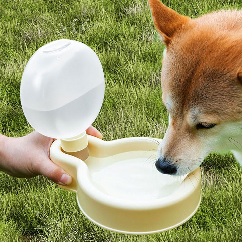 17OZ Portable Foldable Pet Dog Walking Water Bottle, Pet Travel Water Dispenser for Outdoor Walking, Hiking, and Travel Gravity Water Kitten Drinker(Yellow) - Image 3