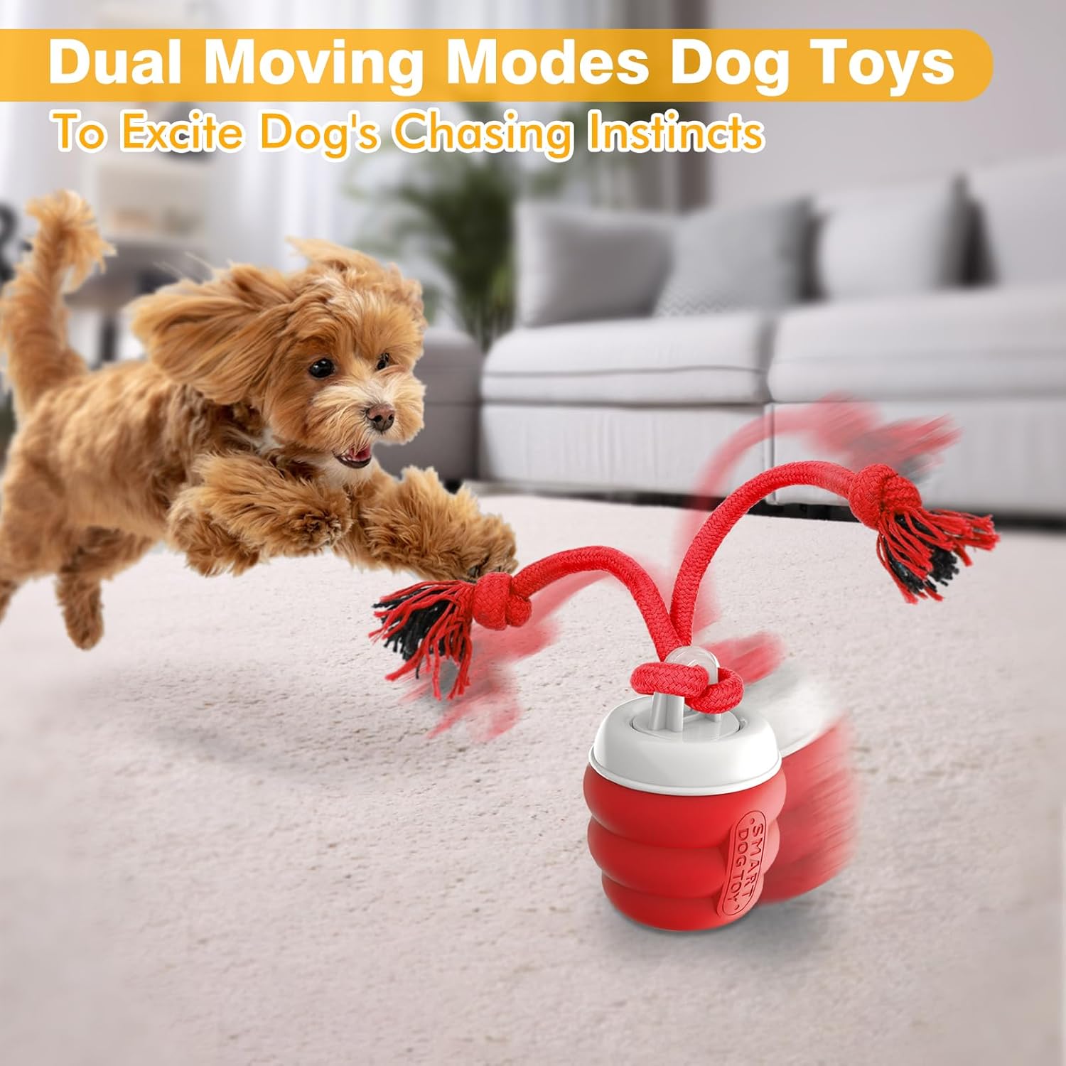 Interactive Dog Toys for Boredom- Rechargeable Electric Dog Balls, Dog Toys to Keep Them Busy, Automatic Moving Dog Products, Interactive Puppy Dog Toys Ball (Crimson) - Image 2