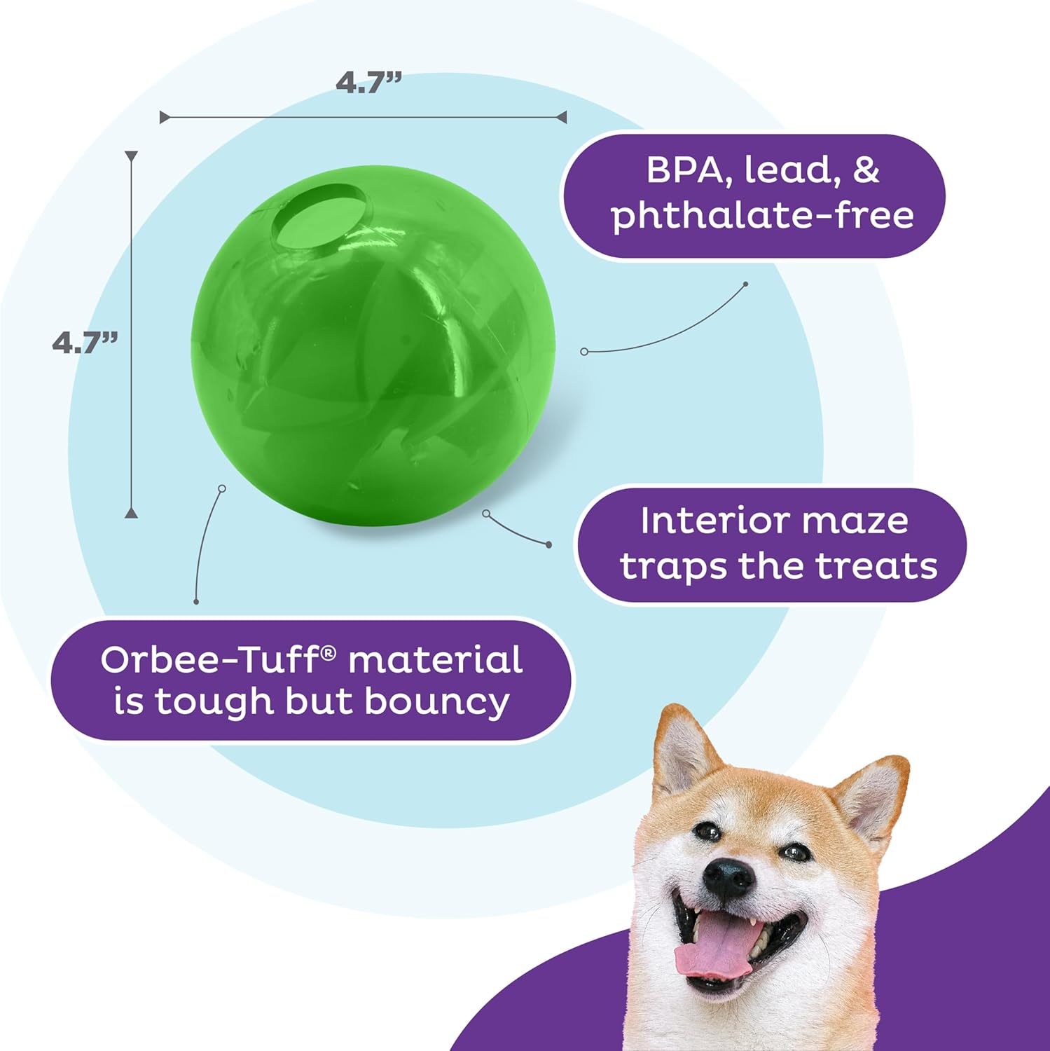Outward Hound by Planet Dog Mazee Puzzle Ball Interactive Treat Dispensing Dog Toy, Green - Image 3