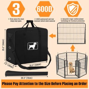 Dog Playpen Storage Bag, Fits 24″ H 8 Panels and 9 Stakes, Dog Fence Travel Bag for Foldable Exercise Pet Playpen, with Shoulder, Waterproof Tear Resistant 600D Oxford Fabric, Designed for RV Trips