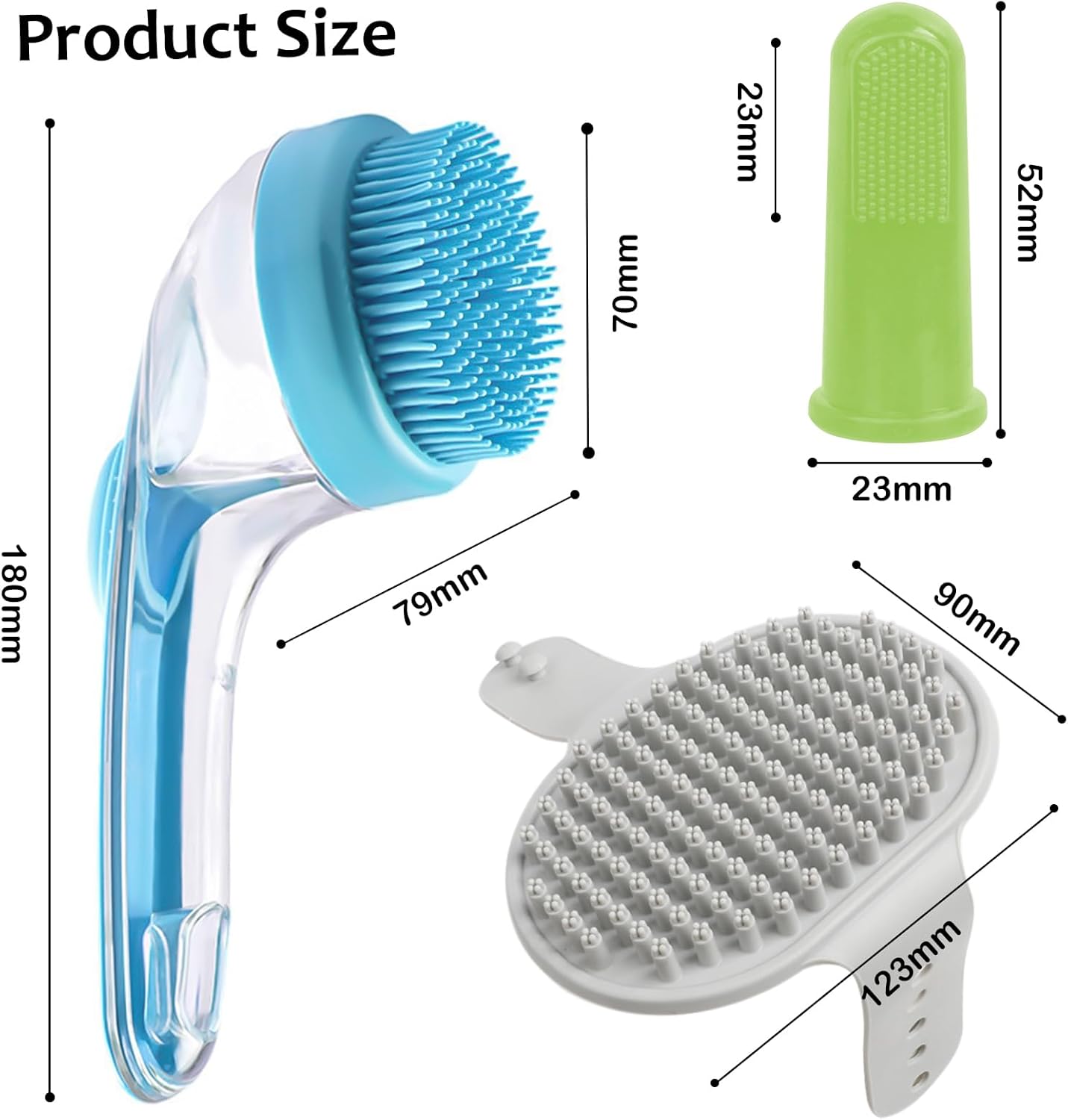 (6 Pcs) ELEGX Pet Grooming Bath Massage Brush with Soap and Shampoo Dispenser Soft Silicone Bristle for Long Short Haired Dogs Cats Shower - Image 3