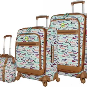 Lily Bloom Luggage 3 Piece Softside Spinner Suitcase Set Collection (Totally Paw Some)