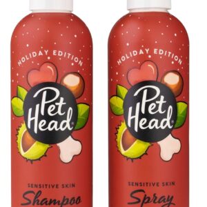 Pet Head Festive Dog Shampoo and Spray Set | Roasted Chestnut with Cinnamon Scent |Christmas Shampoo for Dogs with Sensitive Skin | Vegan | Gentle Formula for Puppies | Made in USA | 10.1 fl. oz. each