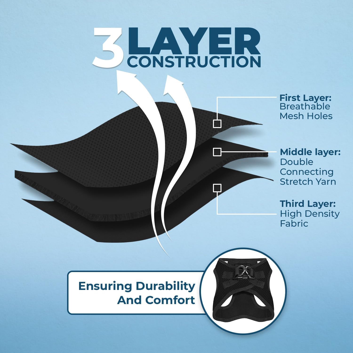 Voyager Step-In Air Dog Harness - All Weather Mesh, Reflective, No Pull Harness for Small, Medium Dogs, Cats - Secure with Hook & Loop Fastener, Buckle, Double D-Rings - Black/Black Trim, S - Image 5