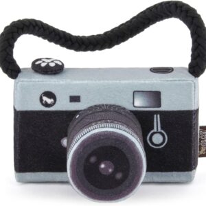 P.L.A.Y. Cute Plush Dog Toys - Globetrotter, Travel Themed Durable Squeaker Chew Toy, Great for Puppies & Small, Medium, Large Dog Breeds - Machine Washable, Recycled Materials (Lens Licker Camera)