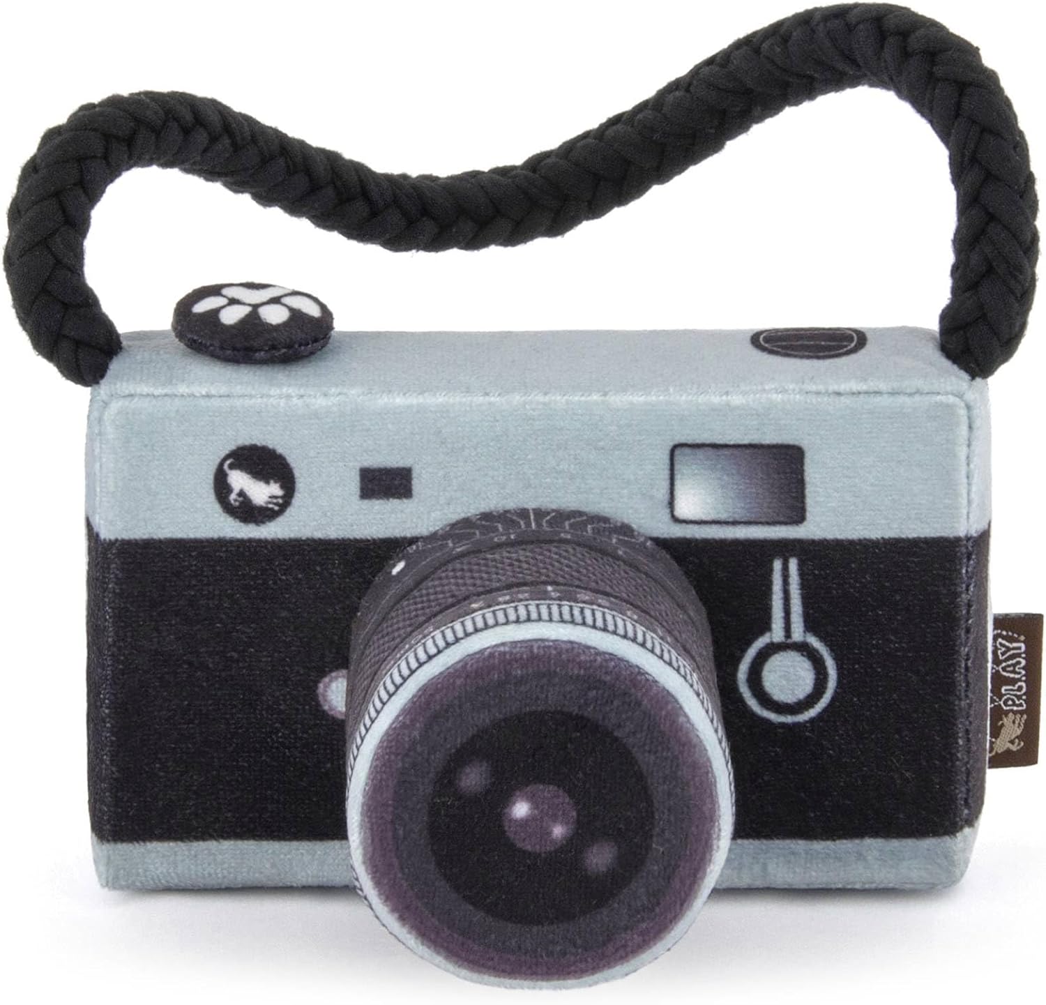 P.L.A.Y. Cute Plush Dog Toys - Globetrotter, Travel Themed Durable Squeaker Chew Toy, Great for Puppies & Small, Medium, Large Dog Breeds - Machine Washable, Recycled Materials (Lens Licker Camera)