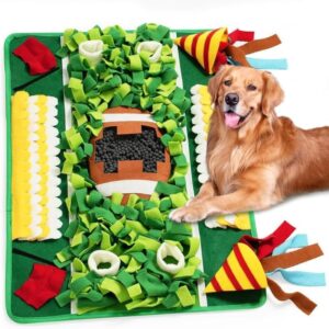 Snuffle Mat for Dogs Large Breed,28'' x 20'' Football-Themed Dog Sniffing Feeding Mat for Boredom&Smell Training and Slow Eating,Interactive Dog Puzzle Toys Encourages Foraging Skills (Medium)
