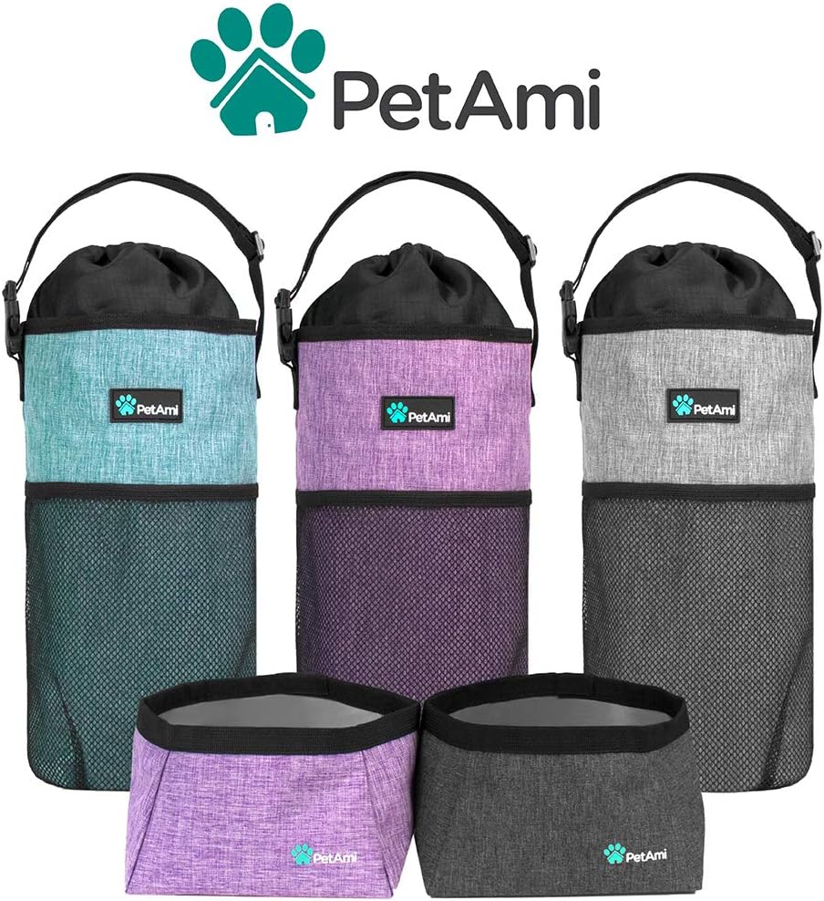 PetAmi Travel Dog Food Bag Pet Collapsible Dog Bowls Set, Dog Kibble Bag, Pet Food Water Bowls for Dogs Cats, Foldable Waterproof Dog Camping Bowls Cup Dish Accessories for Hiking, Heather Gray - Image 8
