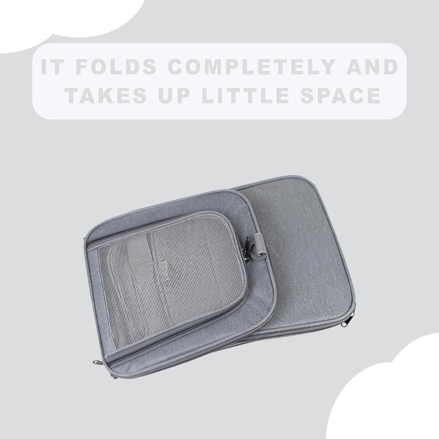 Airline Approved Soft Sided Pet Carrier for Small and Medium Dogs, Cats, and Puppies (Up to 15 lbs), Collapsible Portable Travel Bag for Dogs Cats (Grey) - Image 8