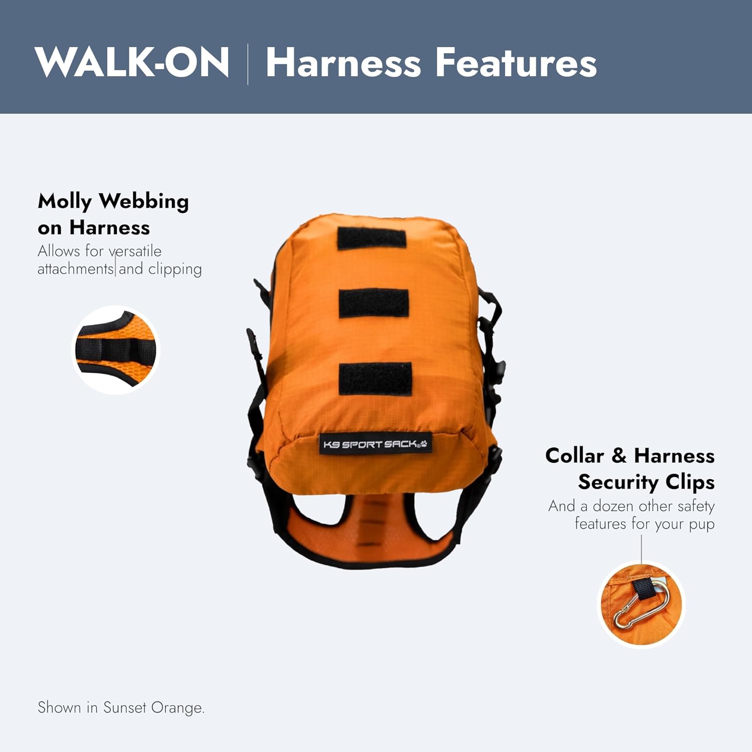 K9 Sport Sack Walk-On - X-Small, Sunset Orange - Ideal for Dogs with 9-12” Back Length - Lightweight, Packable, Backpack-Style Carrier - Includes Compatible Harness & Storage Bag - Image 5