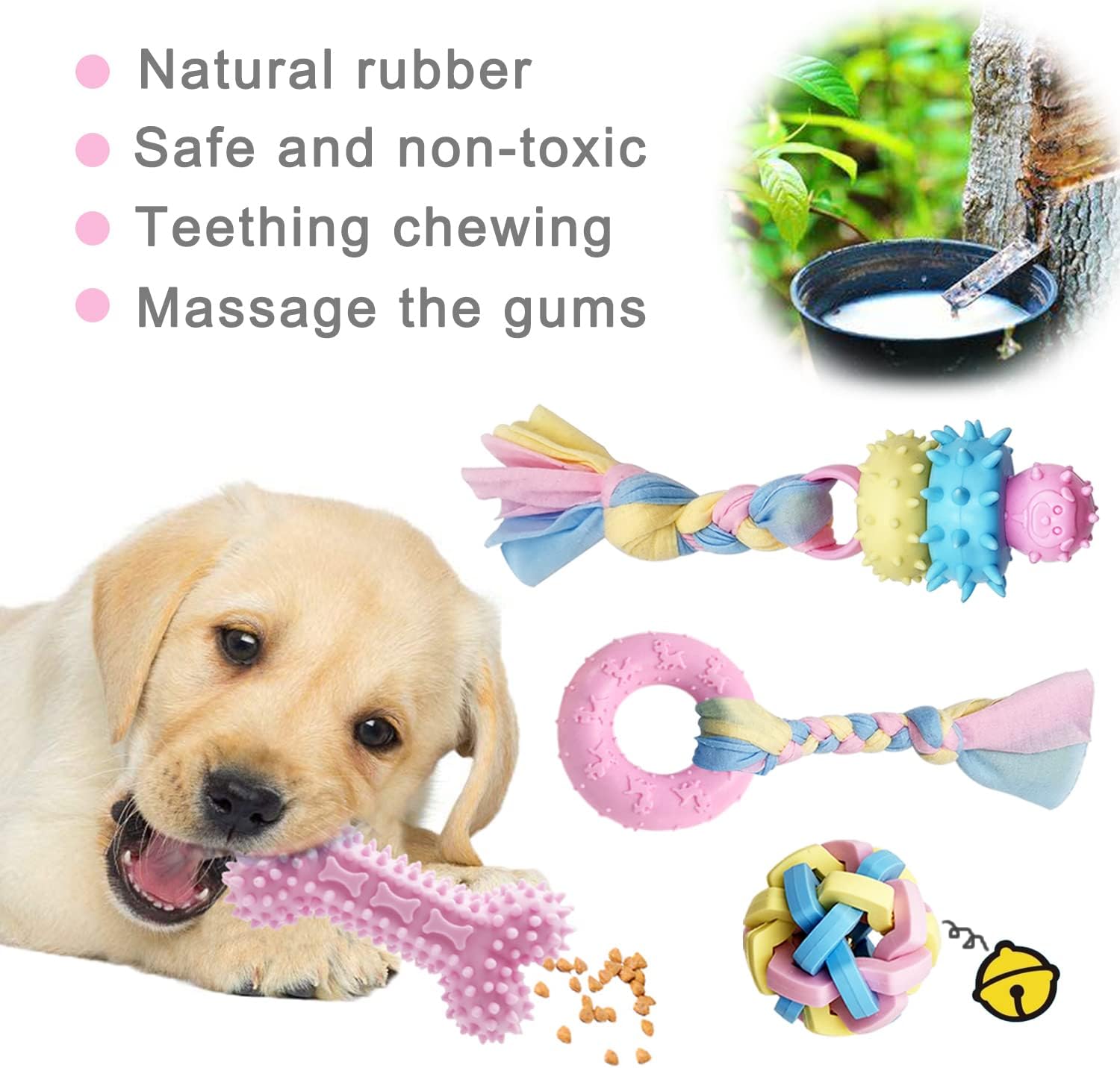 Puppy Teething Chew Toys for Small Dogs - Interactive Rope Toy, Balls, Ring, and Storage Basket (C) - Image 3