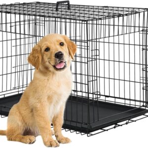 BestPet | Dog Crate | 24" | Black | Foldable Metal Kennel with Double Doors, Secure Slide-Bolt Latches, Leakproof Tray | Portable Dog Cage for Small Breeds | for Travel, Indoor & Outdoor Use