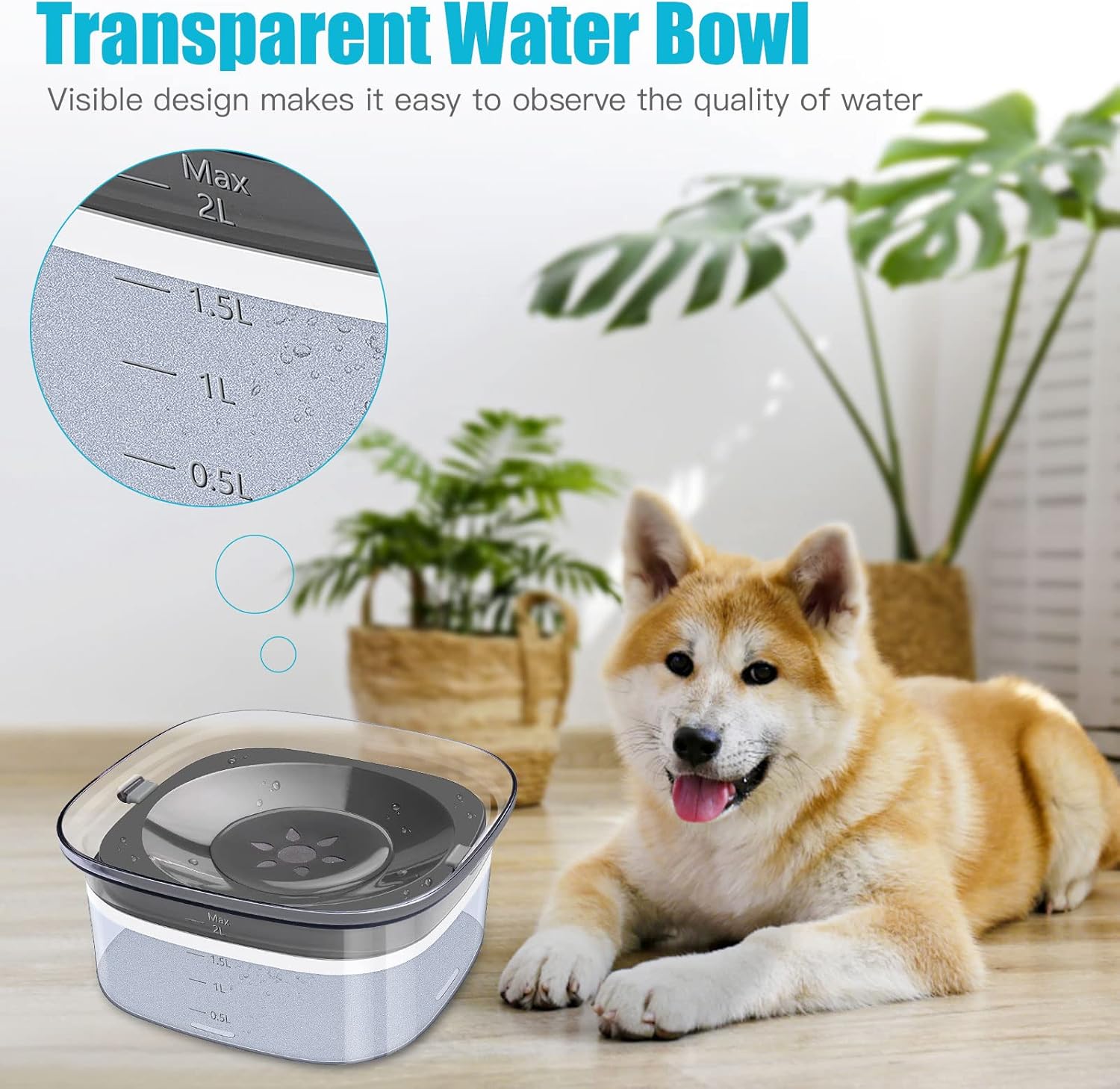 UPSKY 70oz Dog Water Bowl 2L No Spill Dog Bowl Large Capacity Spill Proof Slow Water Feeder, No Splash Dog Bowl Pet Water Dispenser Vehicle Carried Travel Slow Drinking Bowl for Messy Drinkers, Cats - Image 4