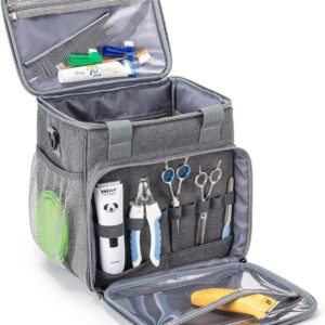 Pet Grooming Bag, Dog Grooming Supplies Organizer Tote Bag, Perfect for Pet Grooming Tool Kit Accessories-Grey