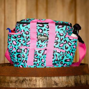 Jeffers Expression Deluxe Grooming Bag, Party Cheetah – Zippered Top Organizer for Brushes, Spray, Hoof Picks, Tack & Accessories – Travel, Camping, Horse, Dog, Cat & Pet Grooming Tote