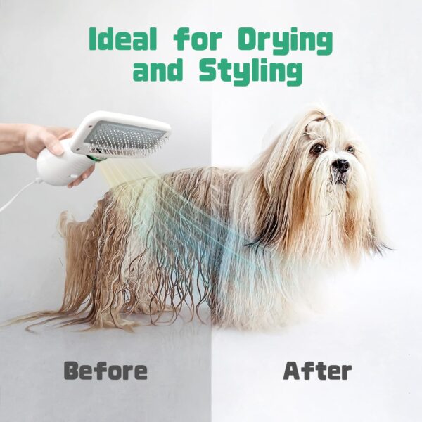 Dog Hair Dryer, 2-in-1 Dog Blow Dryer with Slicker Brush, 300W Pet Hair Dryer for Small and Medium-Sized Dogs and Cats, Dog Grooming Dryer Portable ＆ Adjustable Temperature - Image 2